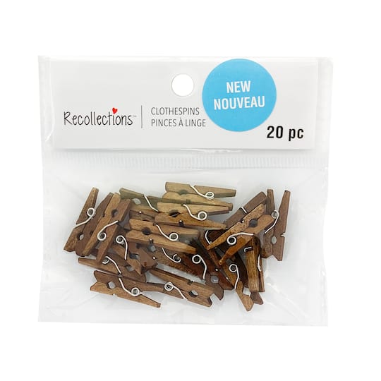 12 Packs: 20 ct. (240 total) Mini Walnut Clothespins by Recollections&#x2122;